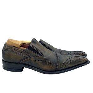 Jo Ghost Brown Metallic Leather Pointed Toe Dress Shoe Square Toe Men's size 42